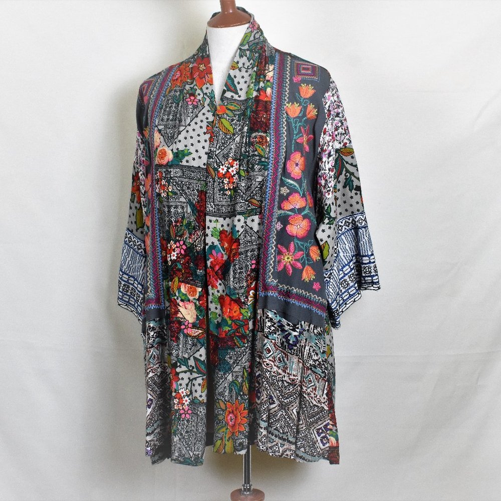 VINCENTE Blouse Top S Multi Floral Long Sleeve Wrap Machine Wash
